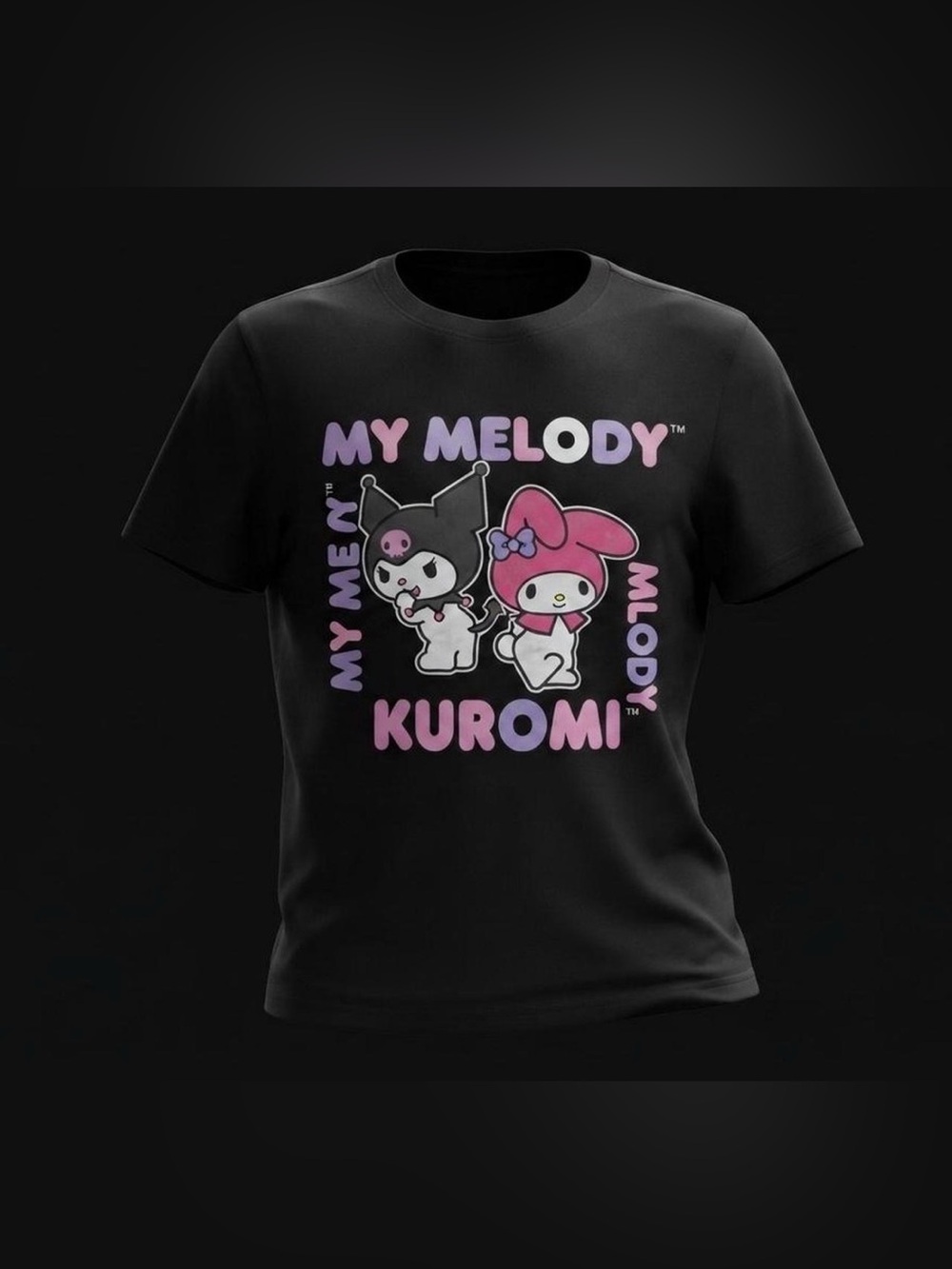 Sanrio My Melody & Kuromi Black Graphic T-Shirt Tee
